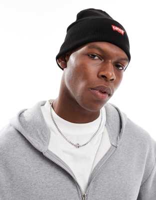 Levi's - Bonnet avec logo brodé - Noir et rouge