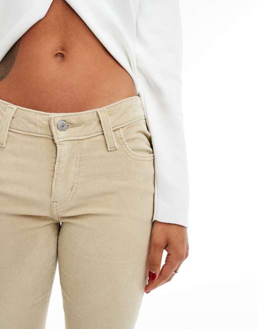 Levi's Bootcut jeans van corduroy met super lage taille in beige