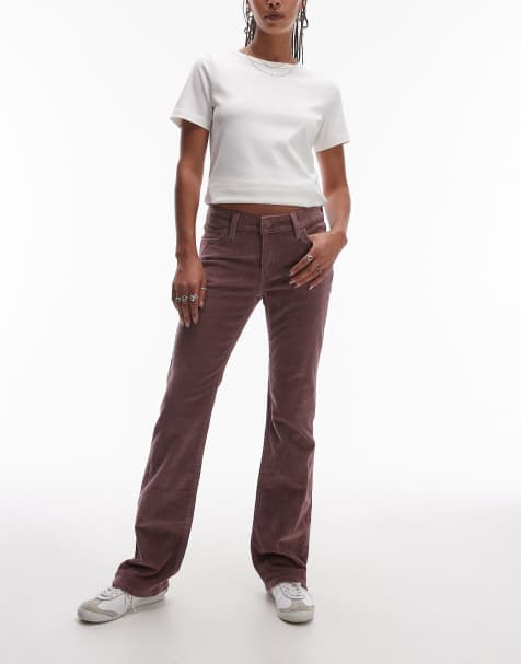 Levi's - Bootcut jeans van corduroy met superlage taille in donkerroze - view 1