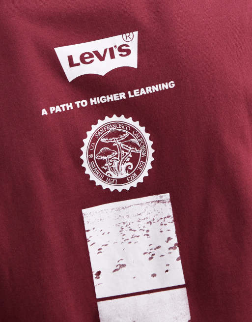 Levi's - Bordeauxrød og afslappet T-shirt med "Field Trip"-print på ryggen, 5 af 5