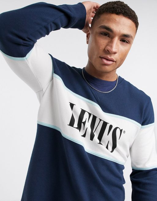 Levi's border colourblock piped chest panel logo sweatshirt in dress ...