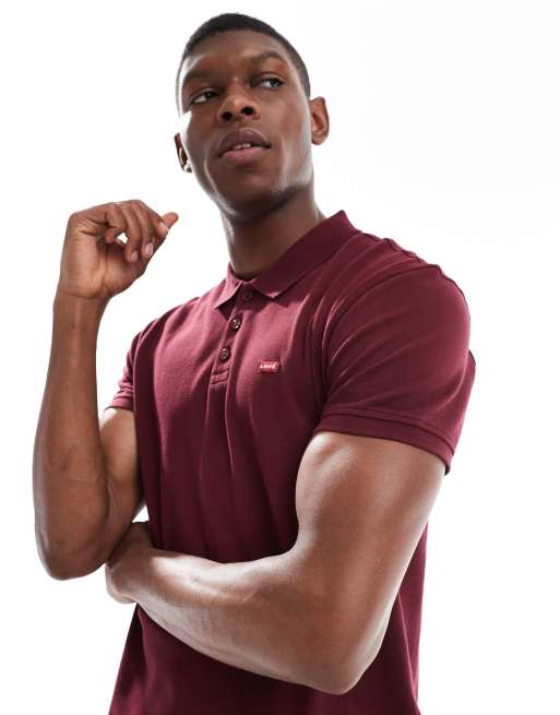 Levi's – Bordowa koszulka polo z piki z logo batwing