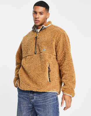 Levi's borg half zip jacket with pockets in tan - ASOS Price Checker