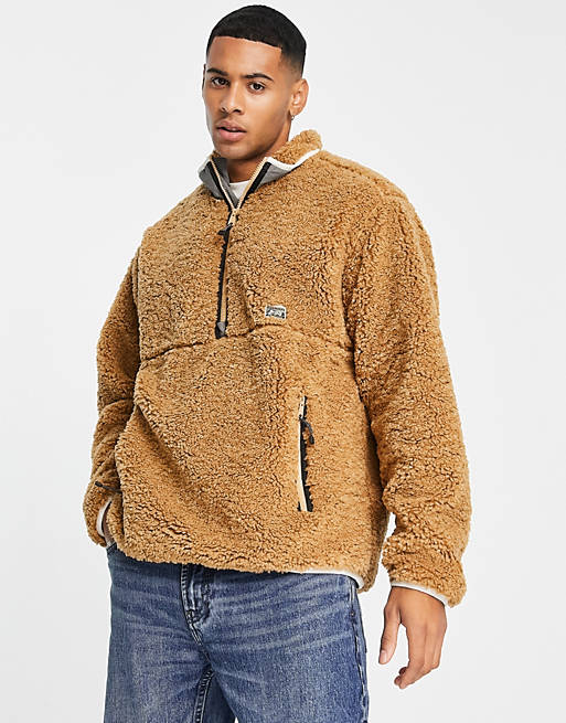 Levi's borg half zip jacket with pockets in tan | ASOS