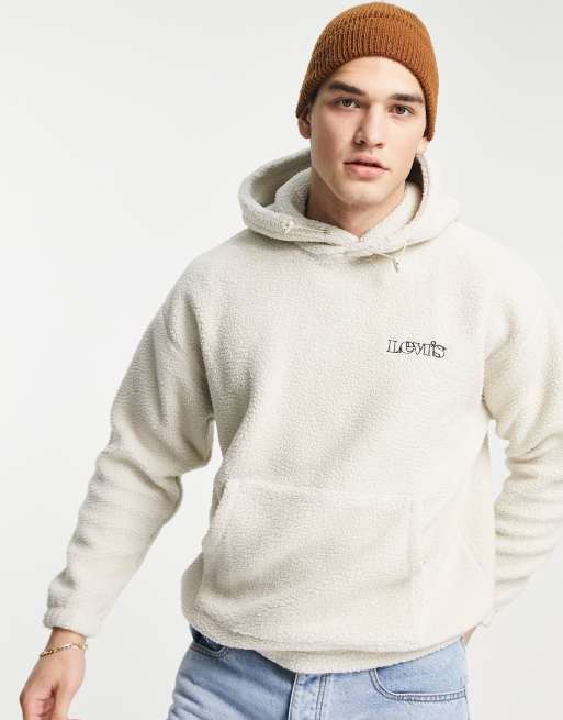 Levi's borg hoodie in beige with logo | ASOS