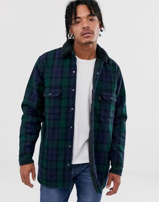 Levi's borg lined wool check worker jacket in backhousia mineral black ...