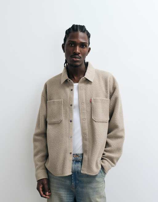 Levi's borg shirt in beige, 4 of 5