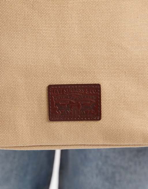Levi's - Borsa a secchiello da spalla in denim beige, 4 di 4