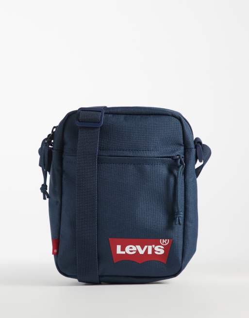 Levi's - Borsa a tracolla color blu navy con logo batwing piccolo