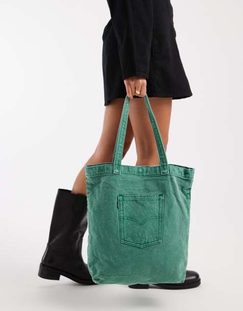 Levi's - Borsa shopping in denim verde con design con tasca posteriore - view 1