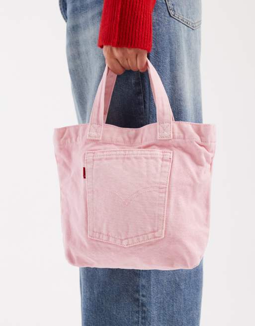Levi's - Borsa shopping piccola color rosa pastello con tasca sul retro