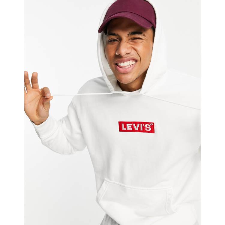 Levi's boxtab logo hoodie in white