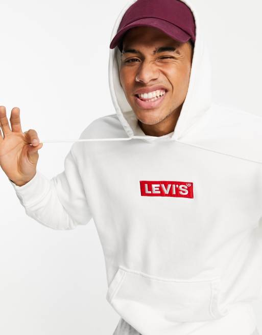 Levi's boxtab logo hoodie in white