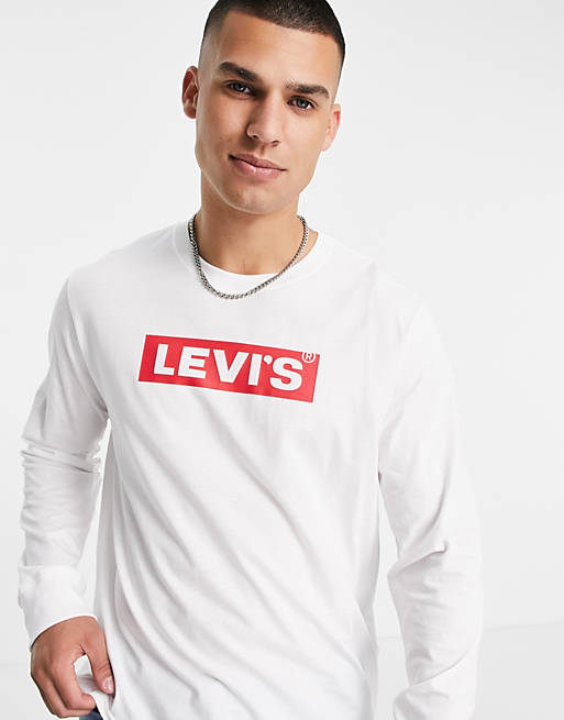 Levi's boxtab logo relaxed fit long sleeve top in white