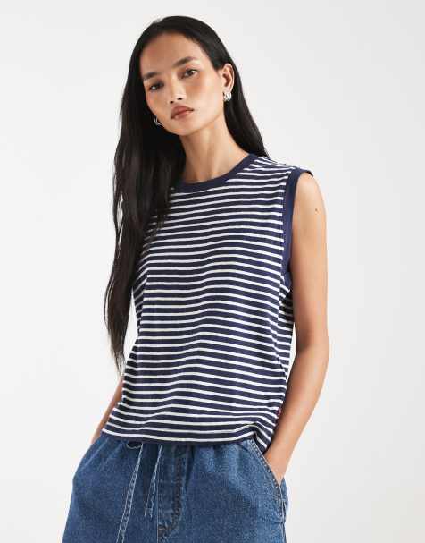 Levi's boxy gestreepte tanktop navy - view 1