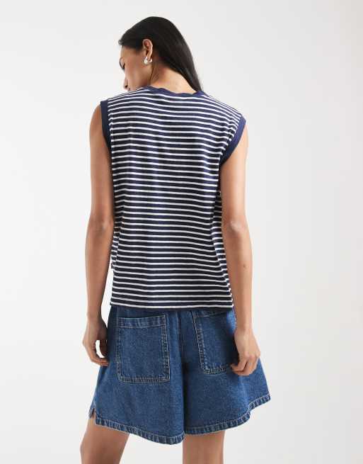 Levi's boxy gestreepte tanktop navy, 4 van 4