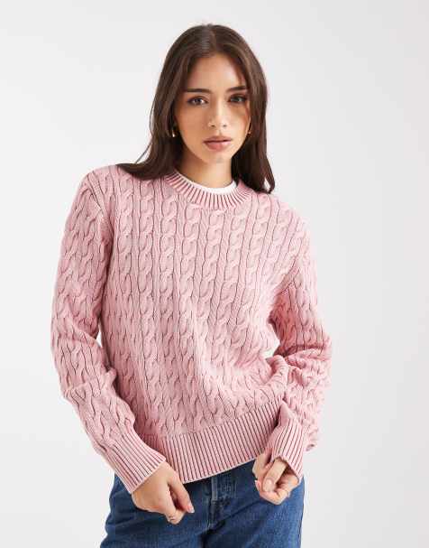 Levi's boyfriend cable knitted jumper in pink - view 1