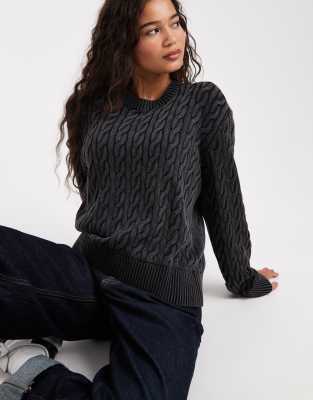 Levi's - Boyfriend-Strickpullover in Grau mit Zopfmuster
