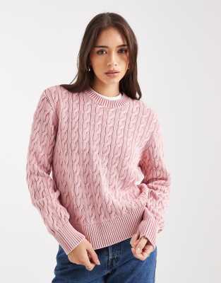 Levi's - Boyfriend-Strickpullover in Rosa mit Zopfmuster