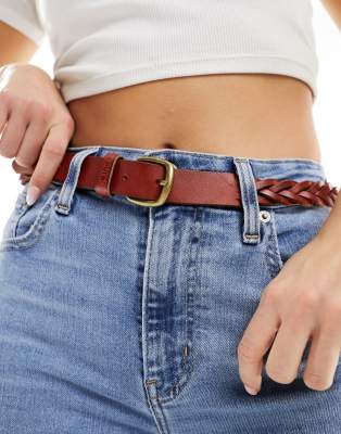 Levi's braid leather belt in brown