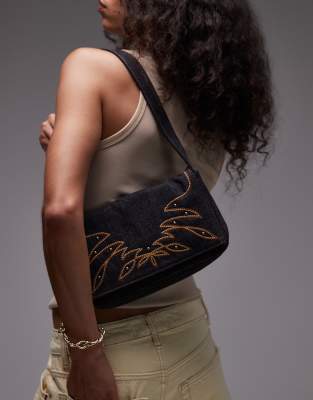 Levi's Brannan Embroidered Denim Shoulder Bag In Black
