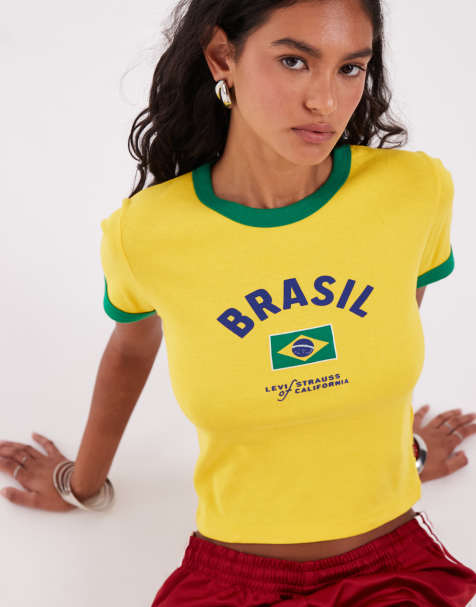 Levi's - Brasil - Gul mini-T-shirt med ringer-detaljer - view 1