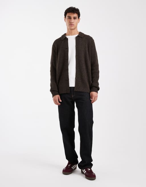 Levi's – Brązowy zapinany na guziki sweter z kołnierzykiem polo, 2 z 5