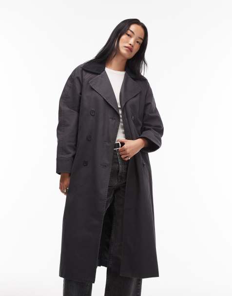 Levi's Bree barn trench coat in washed black