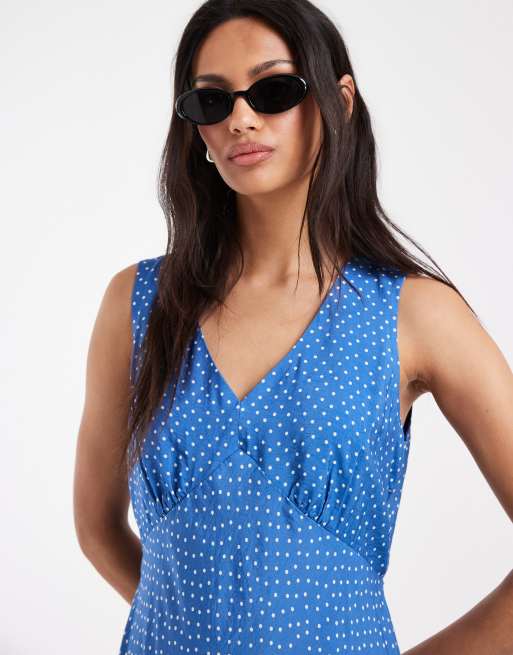 Levi's brita ditsy print slip dress in blue, 3 of 4