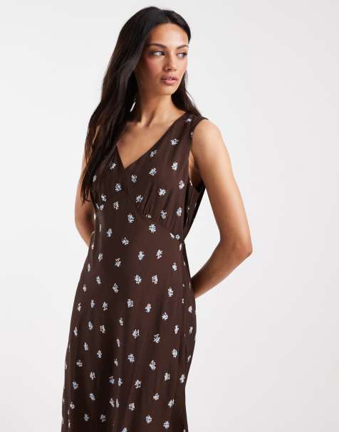 Levi's - Brita - Vestito sottoveste marrone con stampa a fiorellini - view 1