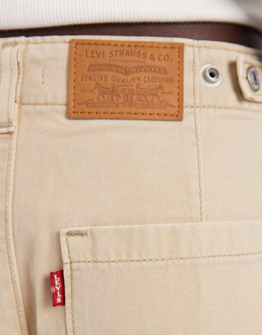 Levi's broek met trekkoord en wijde pijpen in crème, 5 van 5