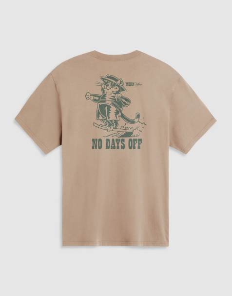 Levi's – Brun, avslappnad t-shirt med "no days off"-tryck baktill - view 1