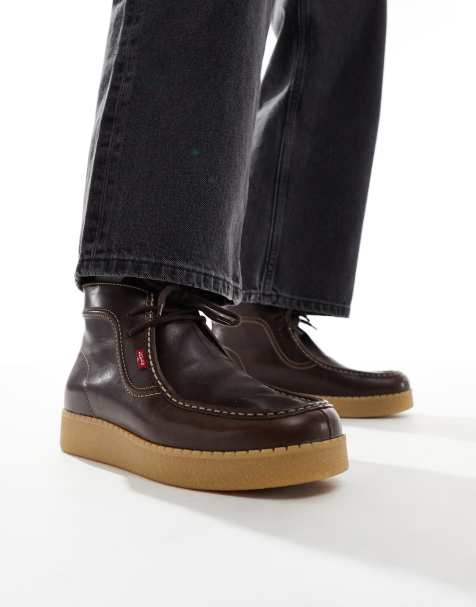 Levi's – Bruna boots med snörning och gummisula i läder - view 1
