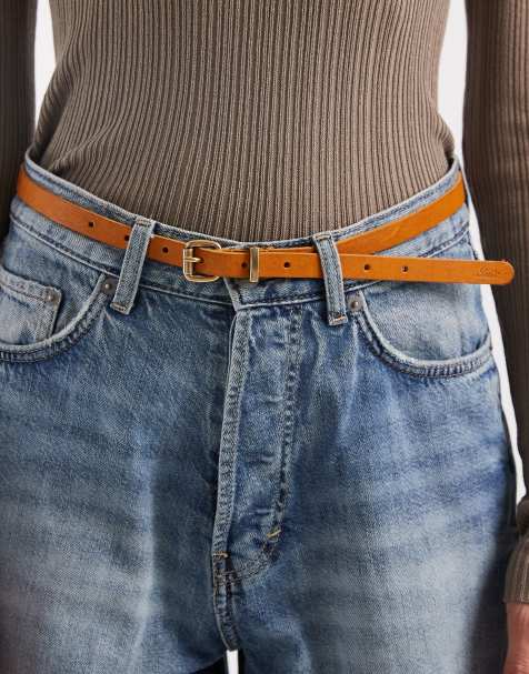 Levi's – Brunt, smalt skärp med guldspänne - view 1