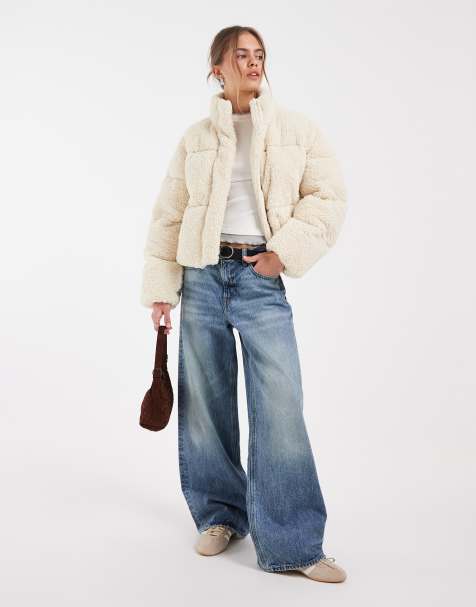 Levi's Brynn cropped borg-dunjakke i råhvid - view 1