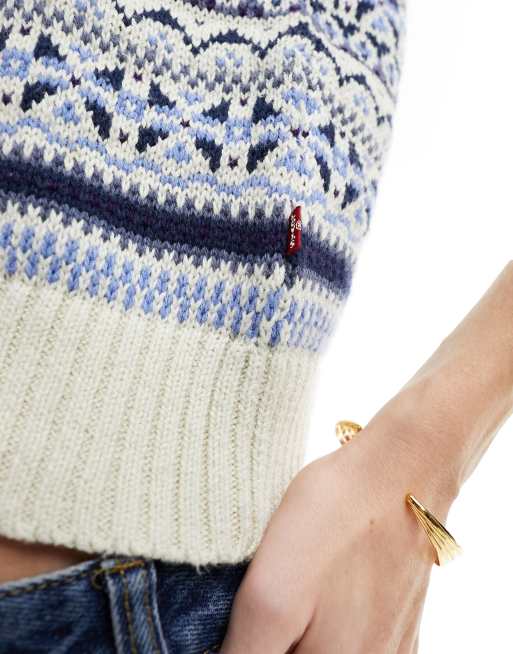 Levi's Brynn sweater vest in navy fairisle print, 4 of 4