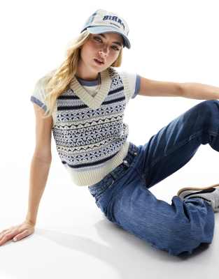 Levi's - Brynn - Trägertop aus Sweatshirtstoff mit Norwegermuster in Marineblau