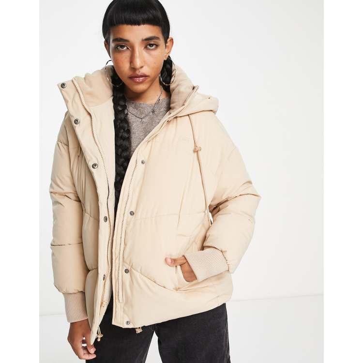 Levi's bubble hooded padded jacket in beige | ASOS