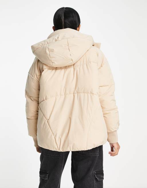 Beige jacket with online hood