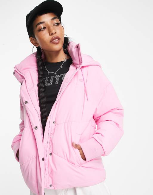 Levi's bubble hooded padded jacket in pink | ASOS