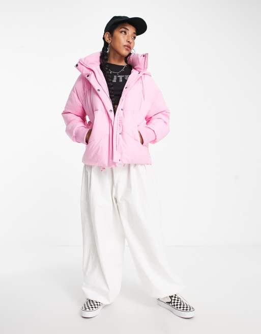 Levi's bubble hooded padded jacket in pink | ASOS