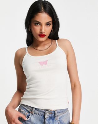 Levi's butterfly graphic vest top in white