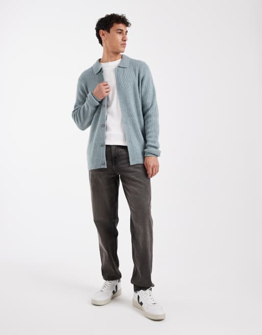 Levi's button down polo knitted cardigan in grey, 2 of 5