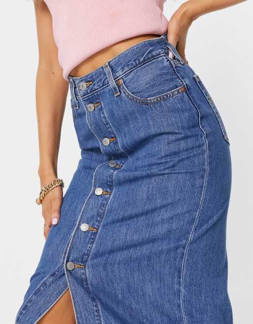 Levi's button 2025 front denim skirt