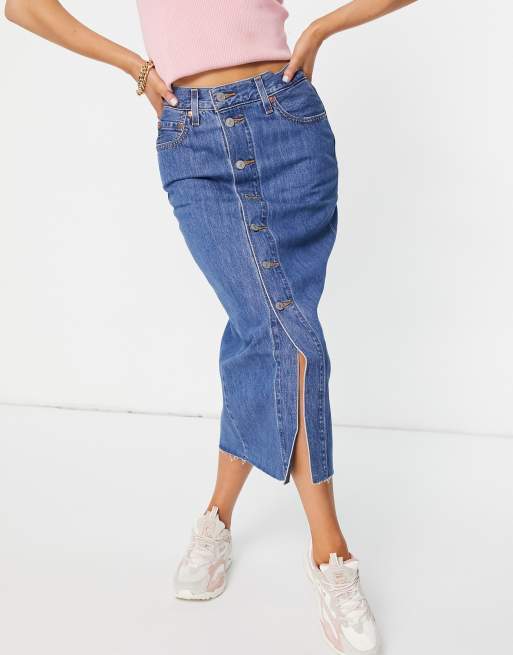 Levi's button 2025 front denim skirt