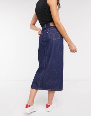 levi's button front skirt