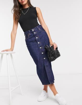 levi's button front skirt