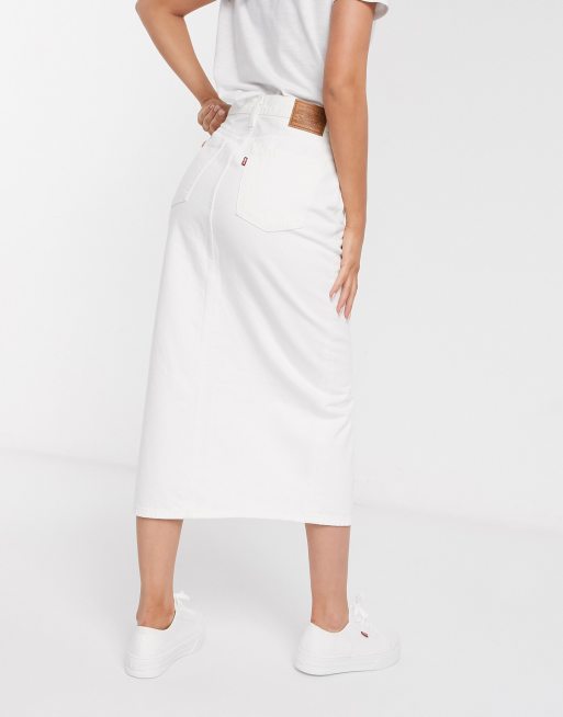 Levi's button through denim skirt in white | ASOS