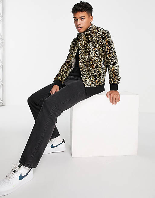 Levi's button through fleece jacket in leopard print | ASOS