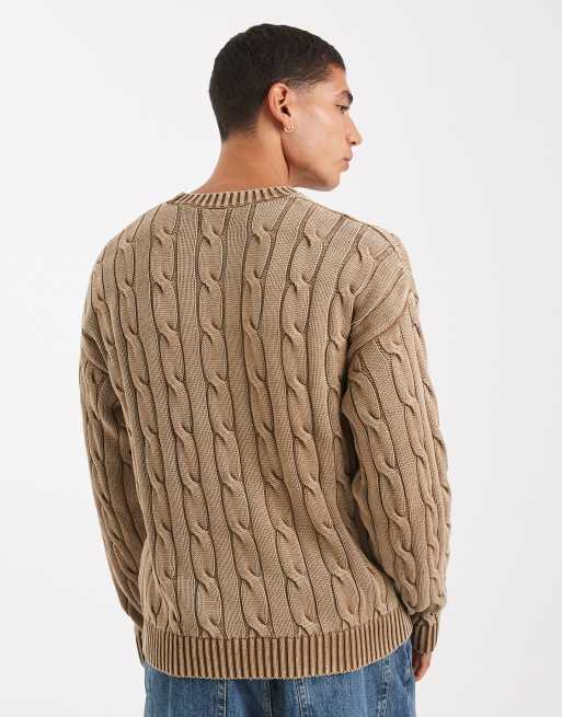Levi's cable knit jumper in washed brown, 3 of 5
